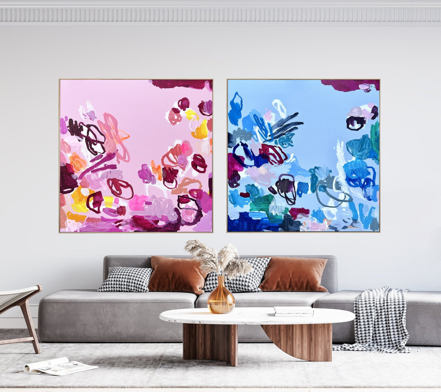 Australian abstract artist | pink peach painting | modern art | Perth artist