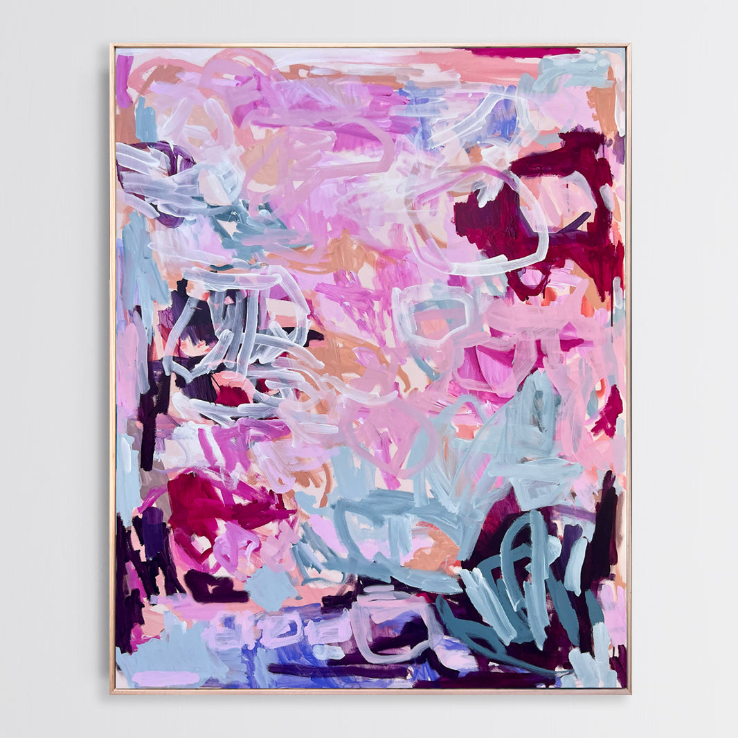 Australian abstract artist | large pink painting | modern art | Perth artist