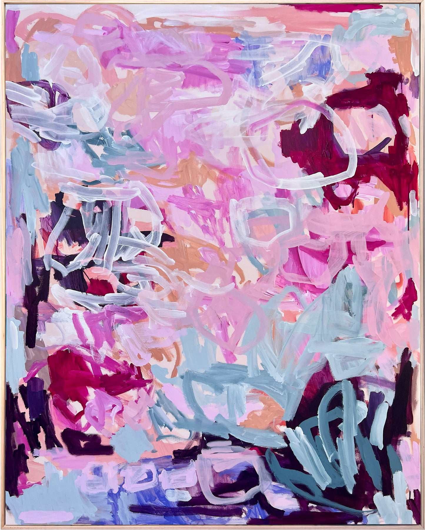 Australian abstract artist | large pink painting | modern art | Perth artist