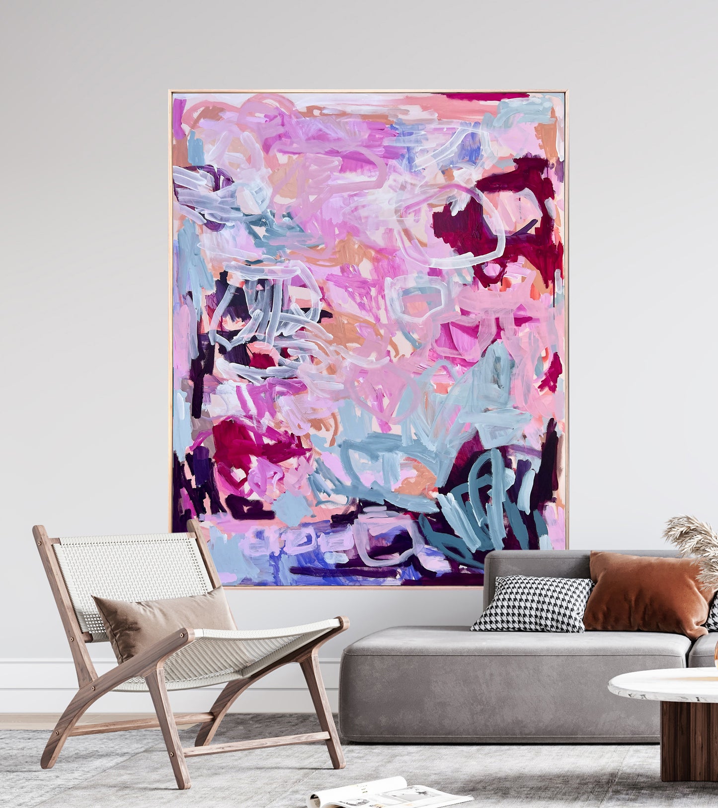 Australian abstract artist | large pink painting | modern art | Perth artist