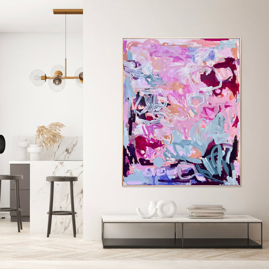 Australian abstract artist | large pink painting | modern art | Perth artist
