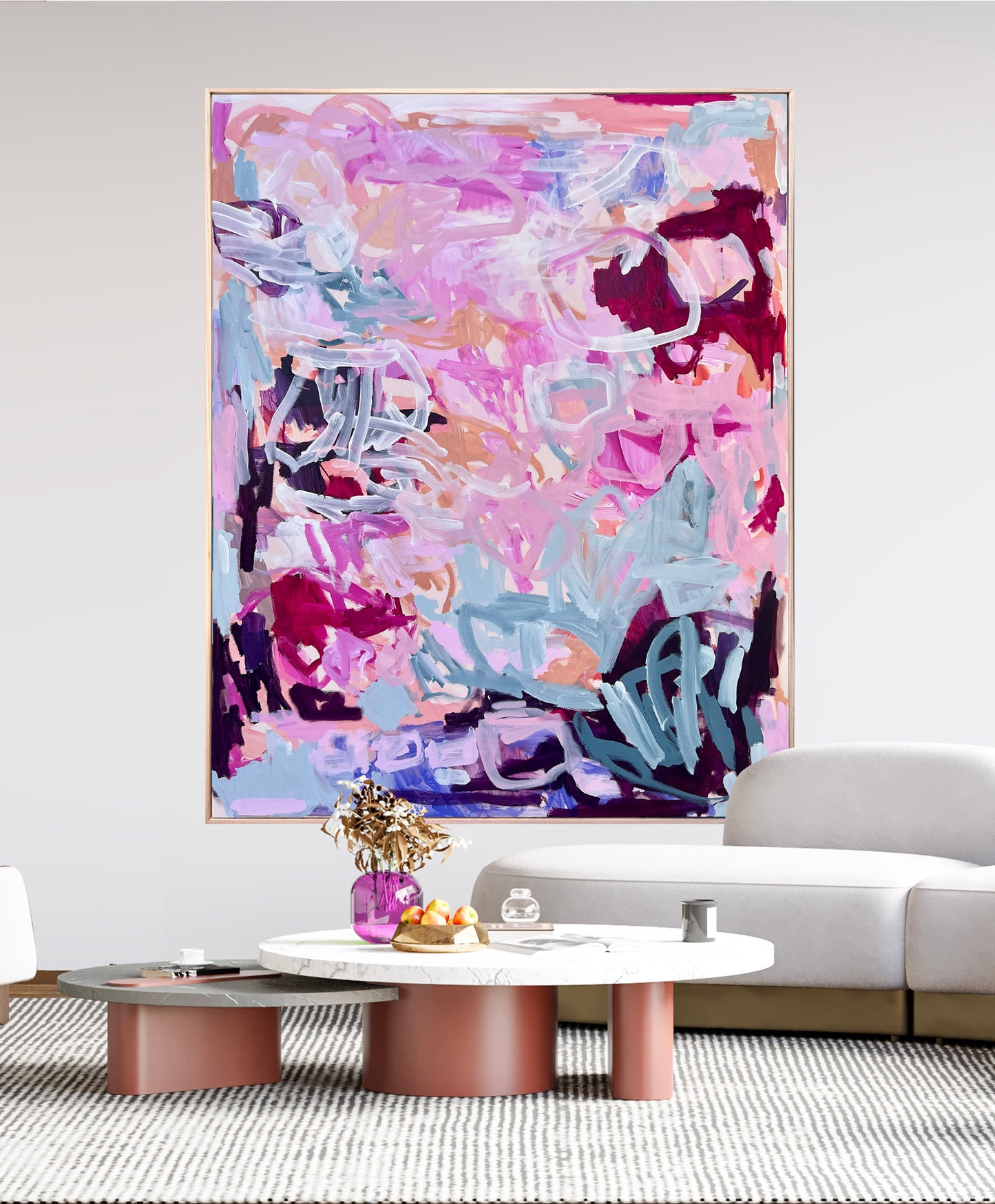 Australian abstract artist | large pink painting | modern art | Perth artist