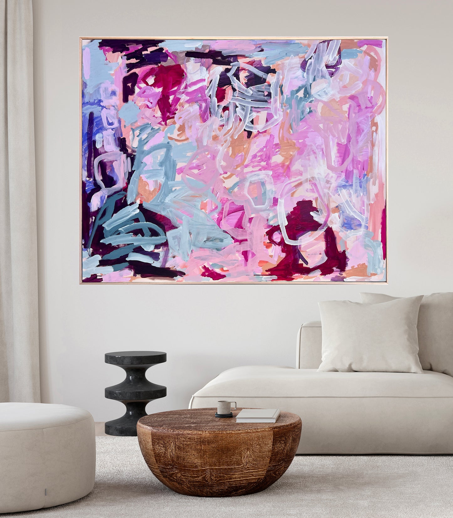Australian abstract artist | large pink painting | modern art | Perth artist