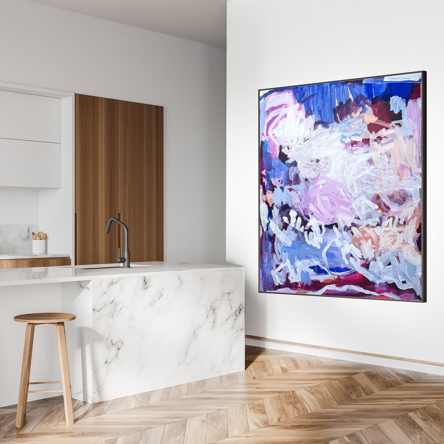 Australian abstract artist | large blue painting | modern art | Perth artist