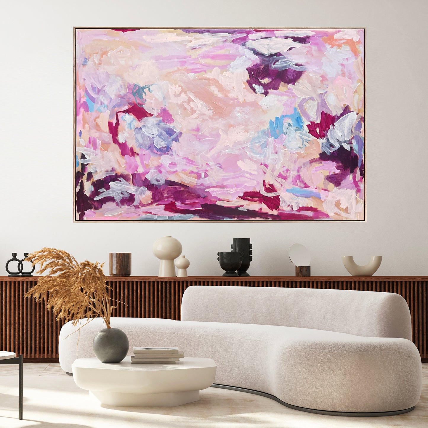 Australian abstract artist | pink peach painting | modern art | Perth artist