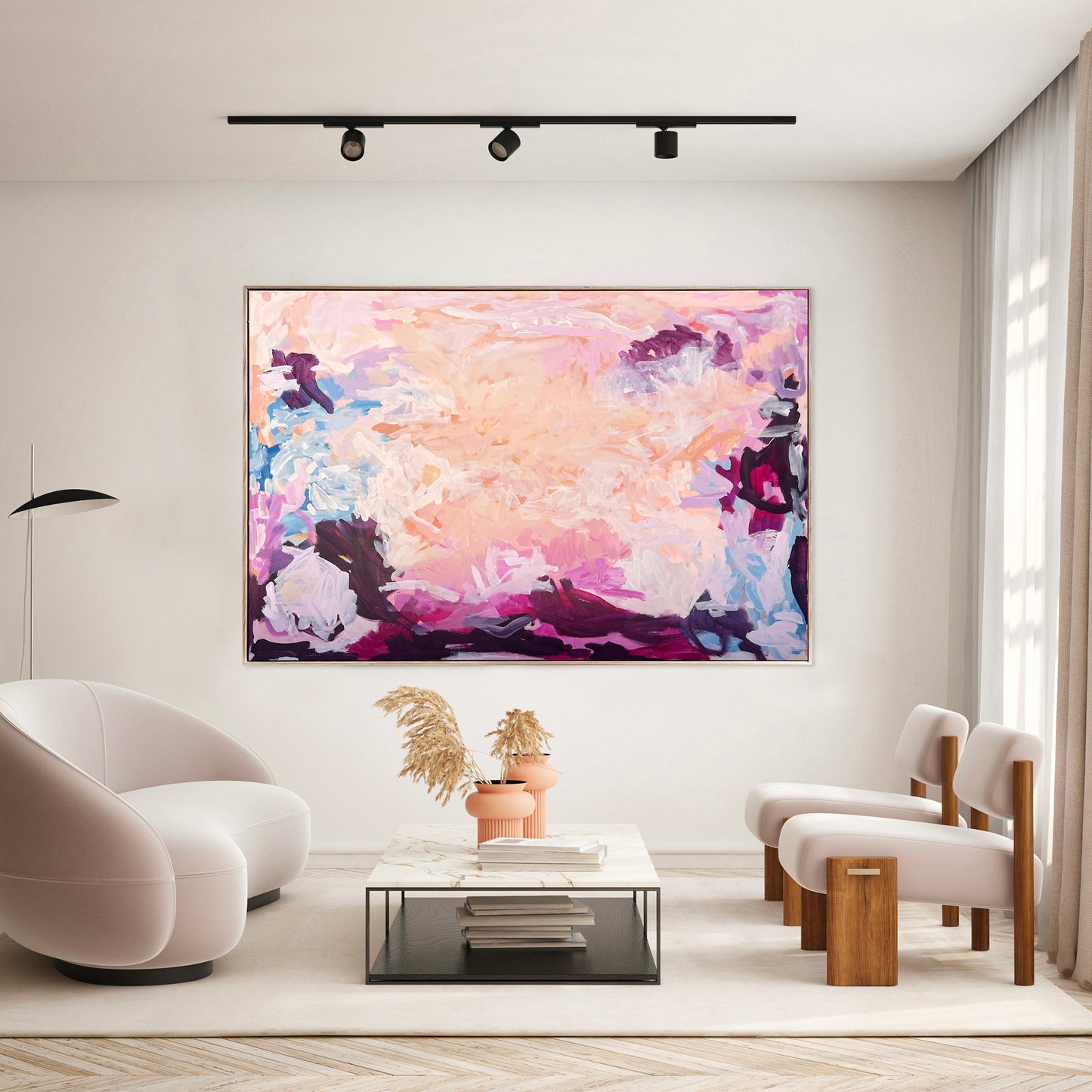 Australian abstract artist | large peach painting | modern art | Perth artist