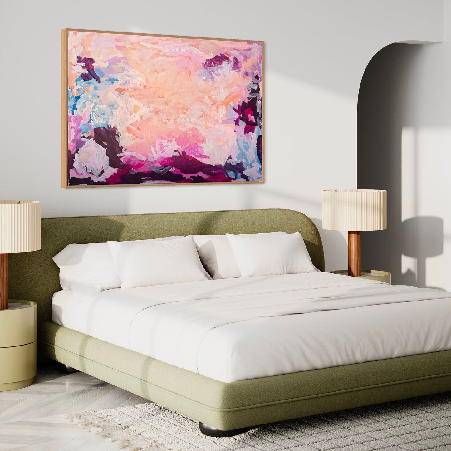 Australian abstract artist | large peach painting | modern art | Perth artist
