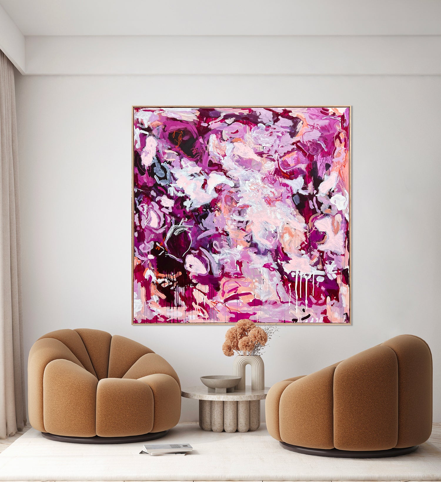 Australian abstract artist | large pink painting | modern art | Perth artist