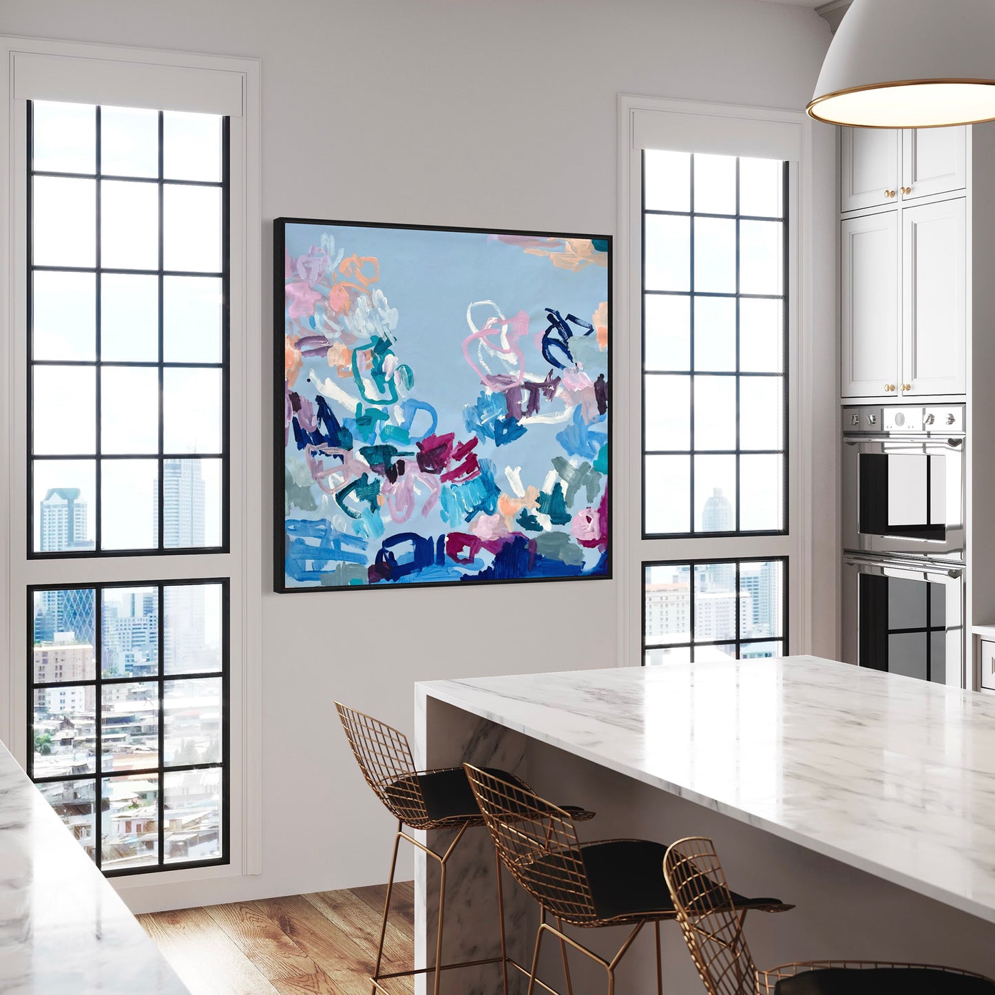 Australian abstract artist | large blue painting | modern art | Perth artist