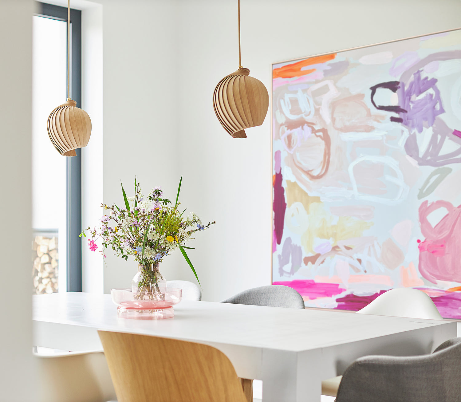 Australian abstract artist | large pink painting | modern art | Perth artist