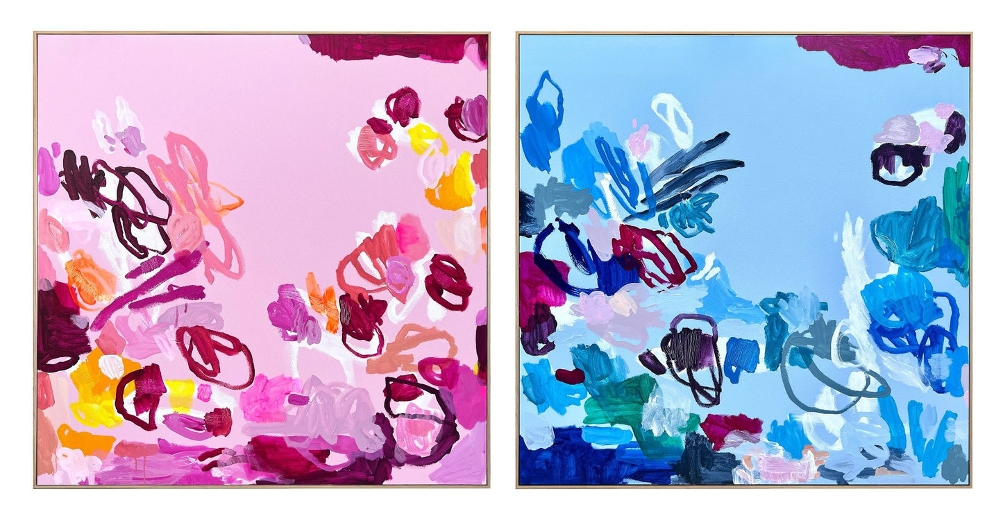 Australian abstract artist | pink peach painting | modern art | Perth artist