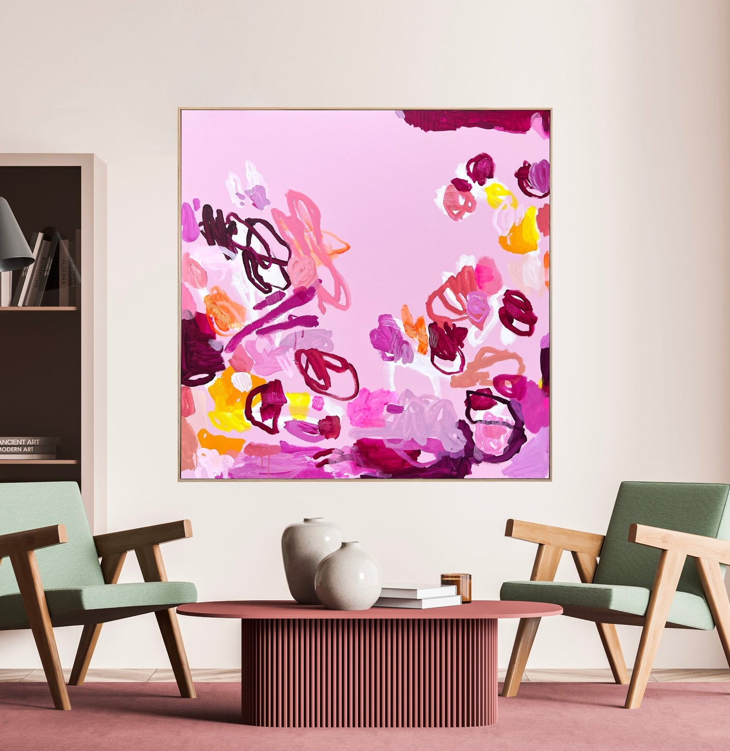 Australian abstract artist | pink peach painting | modern art | Perth artist