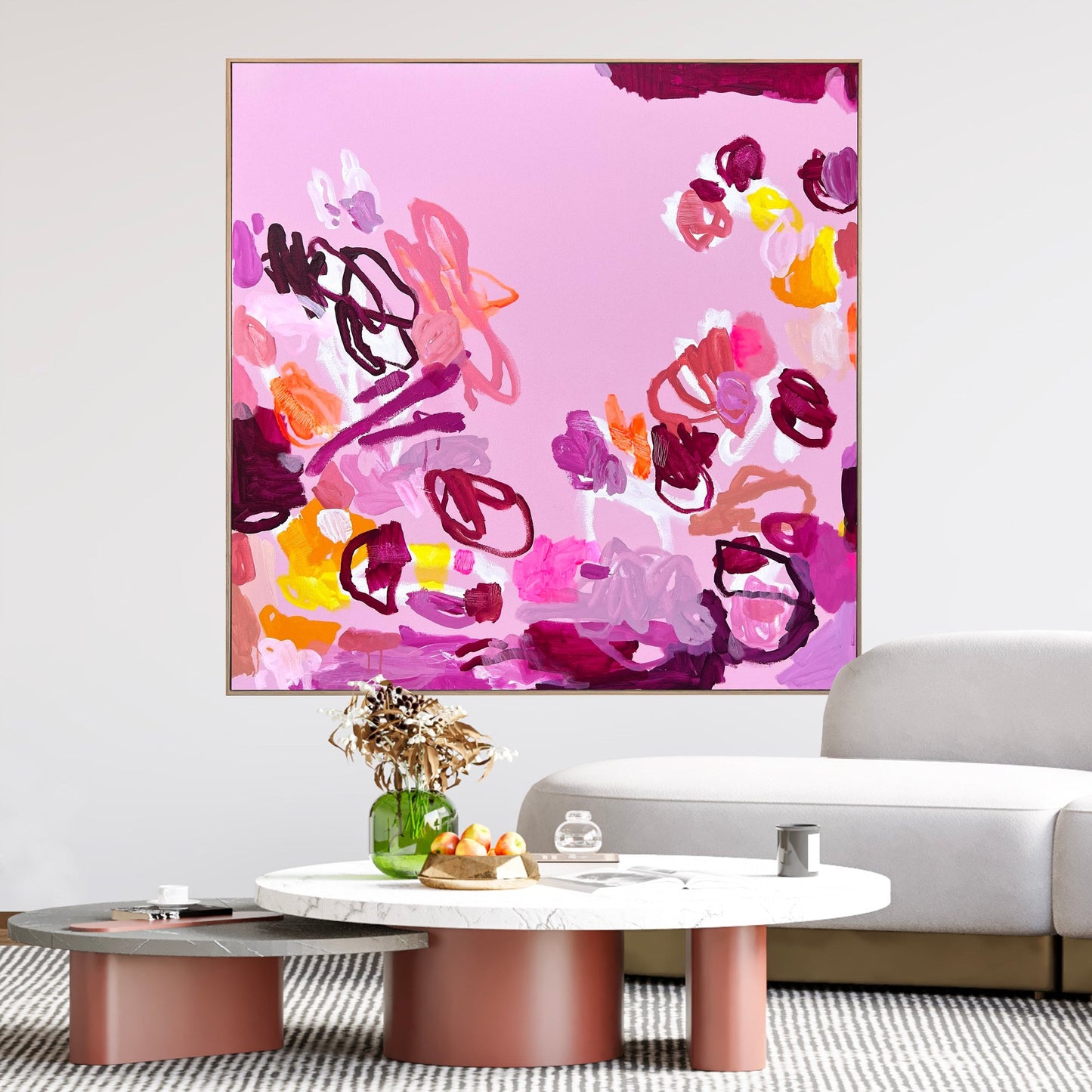 Australian abstract artist | pink peach painting | modern art | Perth artist