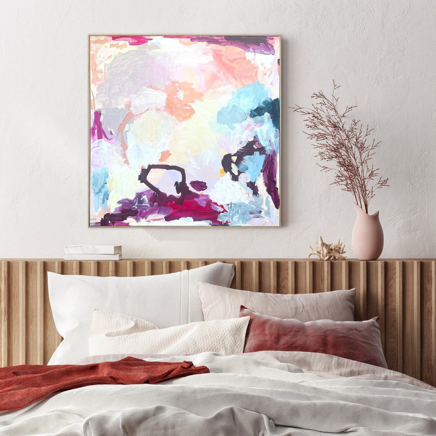 Australian abstract artist | pink peach painting | modern art | Perth artist