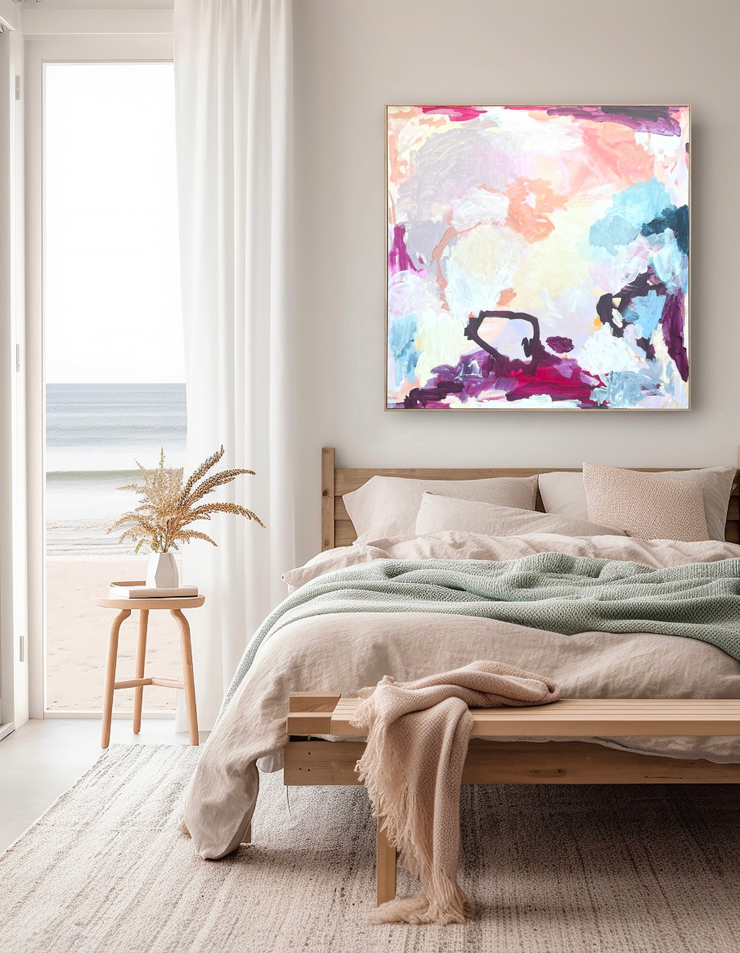 Australian abstract artist | pink peach painting | modern art | Perth artist