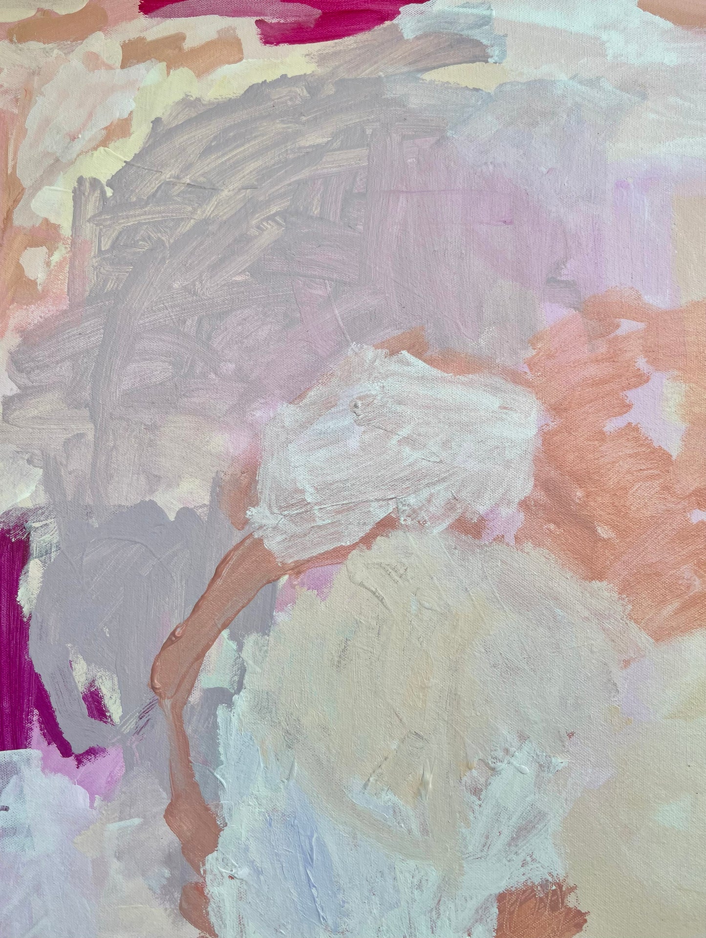 Australian abstract artist | pink peach painting | modern art | Perth artist