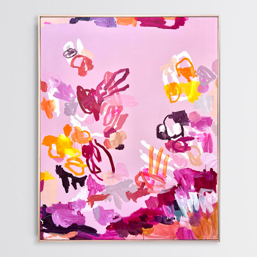 Australian abstract artist | large pink painting | modern art | Perth artist