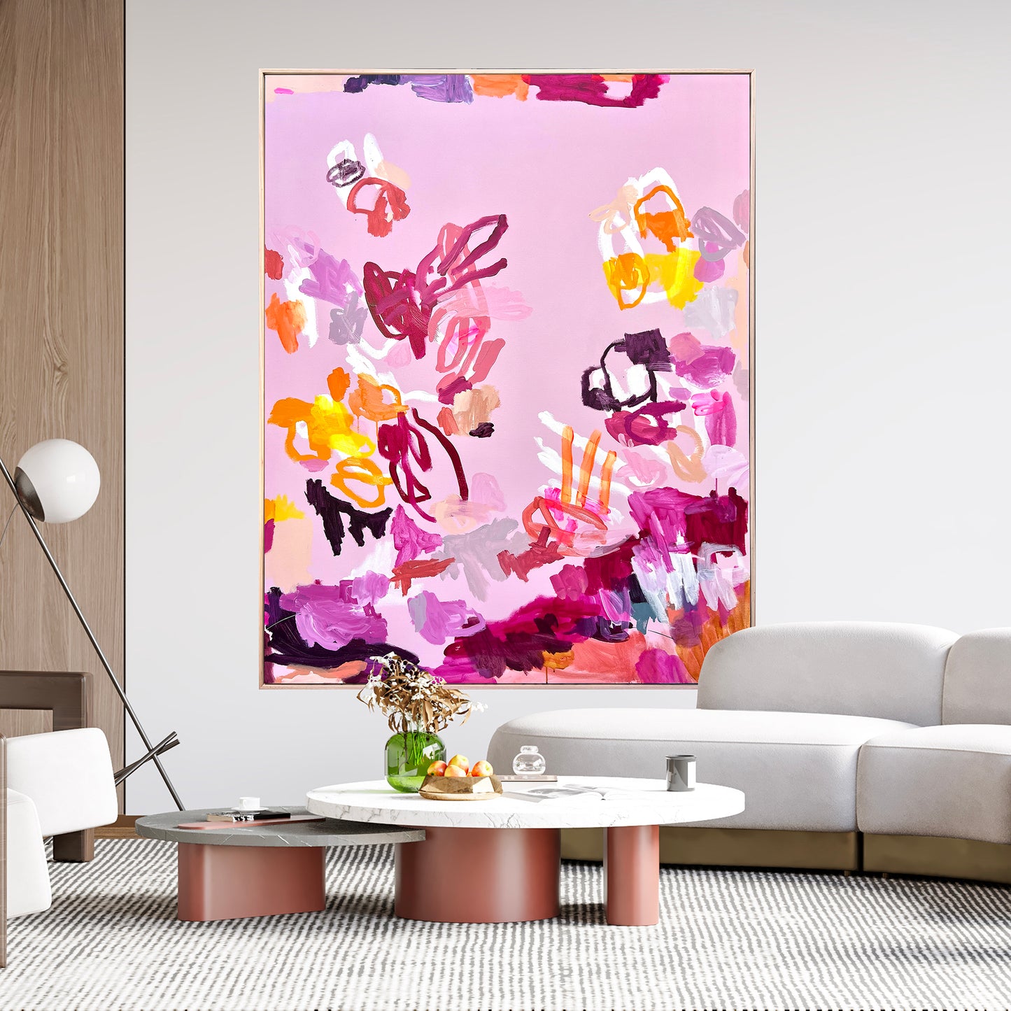 Australian abstract artist | large pink painting | modern art | Perth artist
