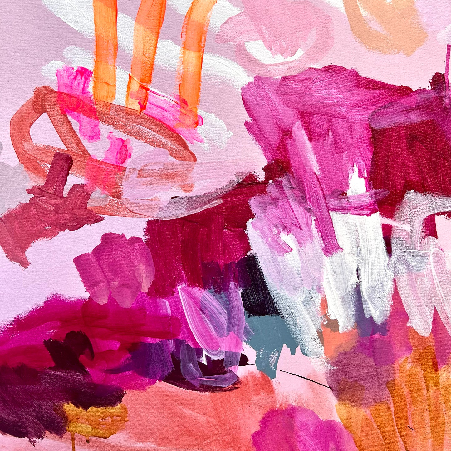 Australian abstract artist | large pink painting | modern art | Perth artist