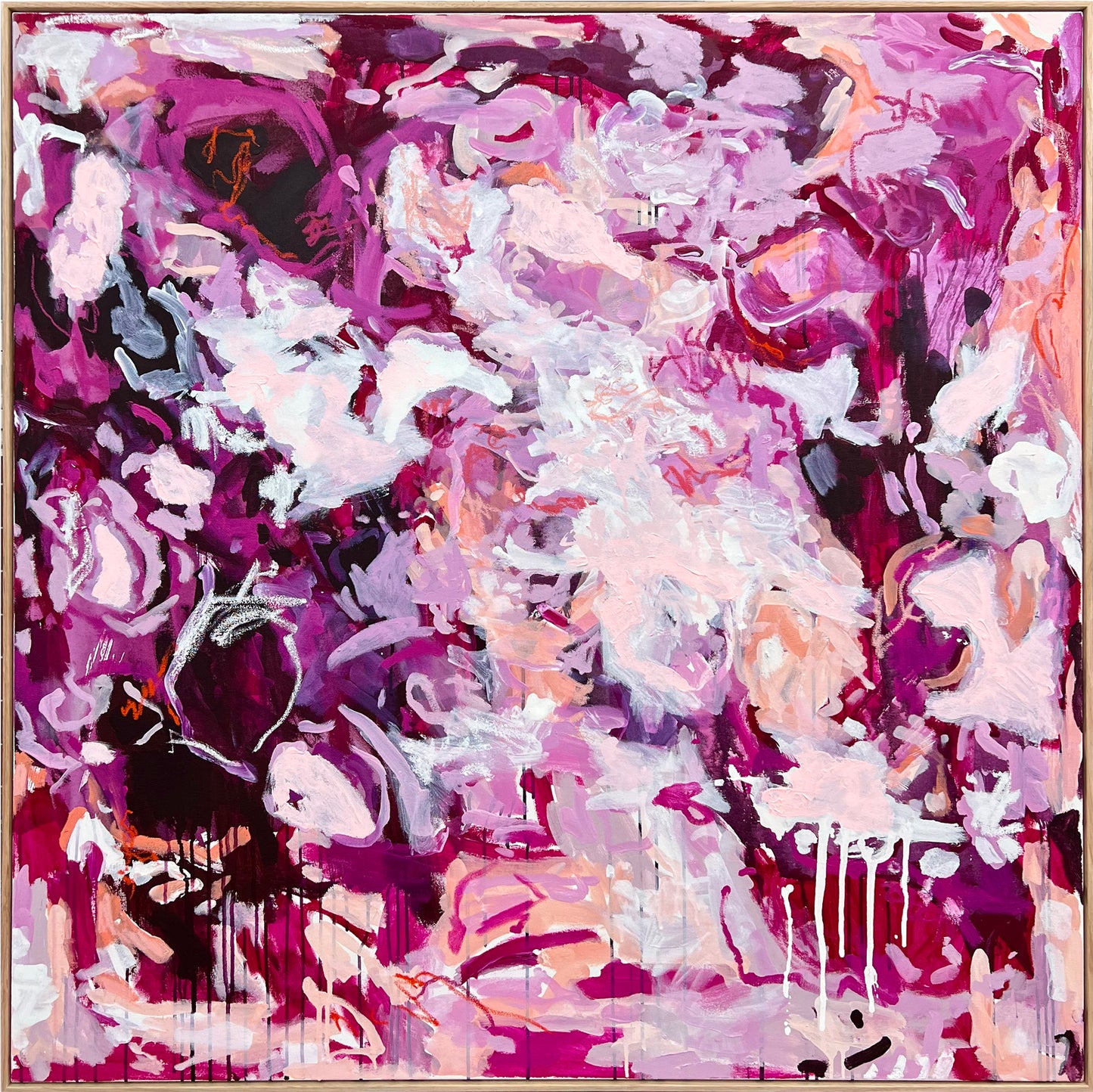 Australian abstract artist | large pink painting | modern art | Perth artist