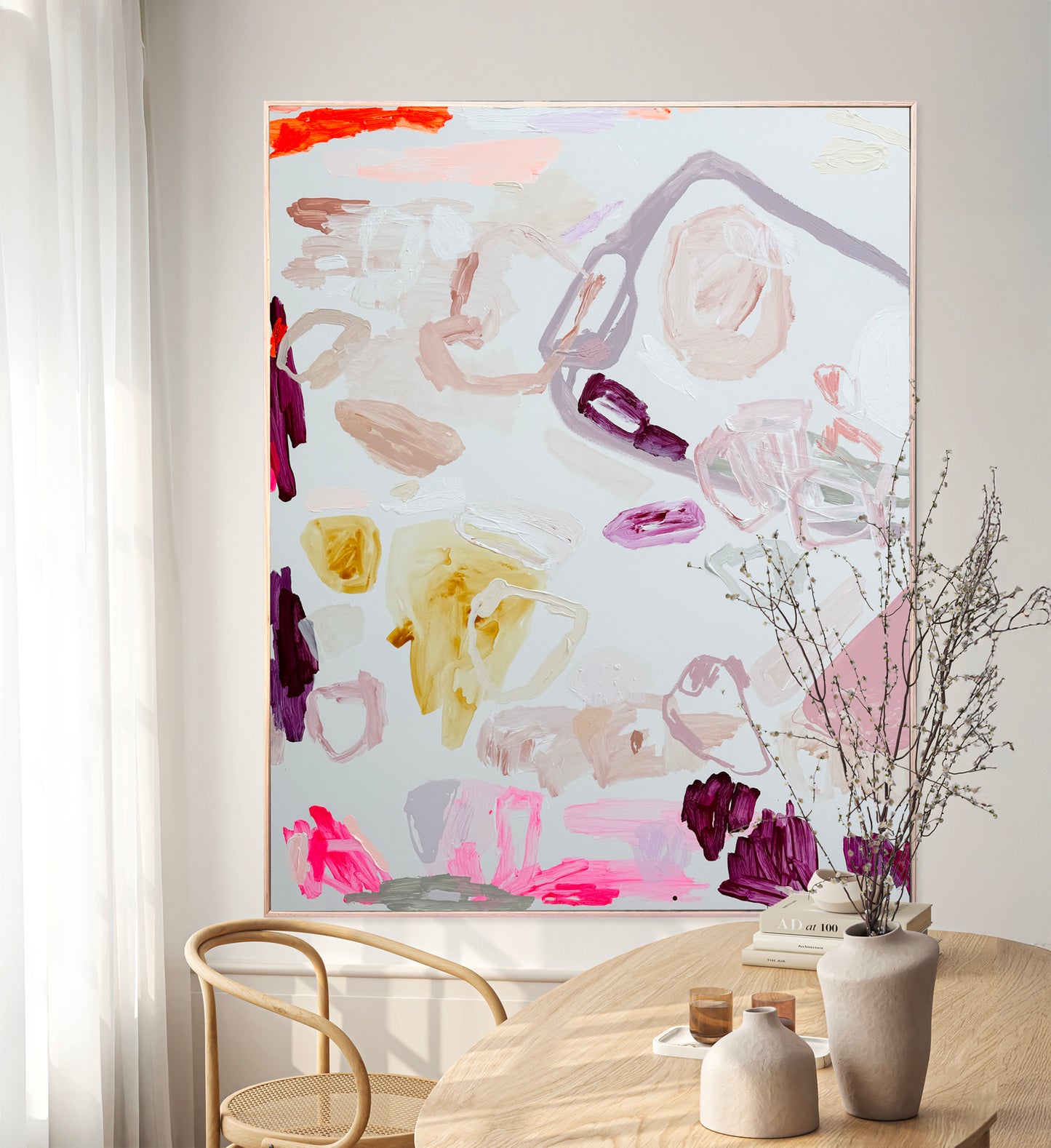 Australian abstract artist | large pink painting | modern art | Perth artist