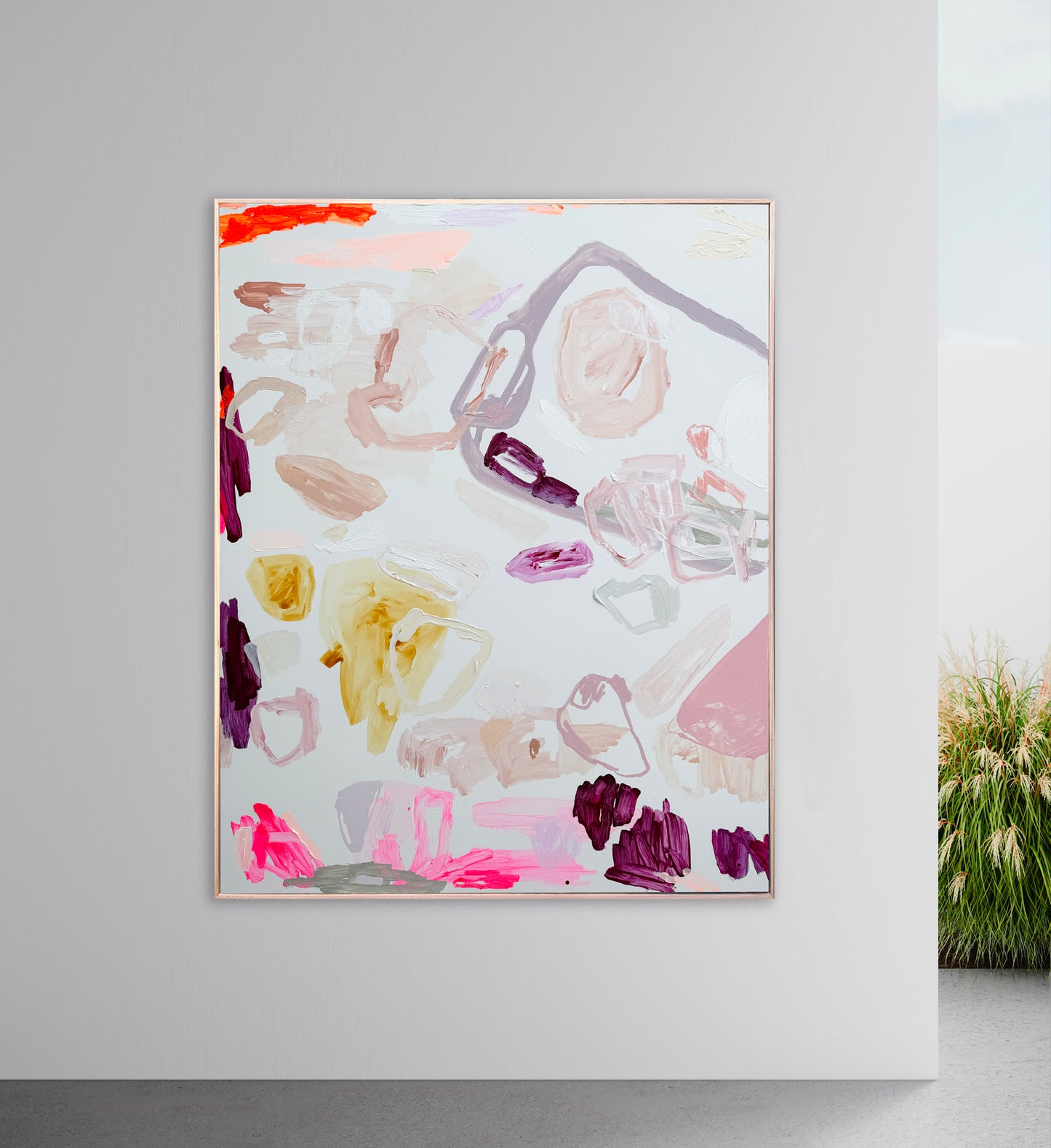 Australian abstract artist | large pink painting | modern art | Perth artist