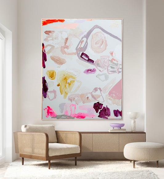Australian abstract artist | large pink painting | modern art | Perth artist