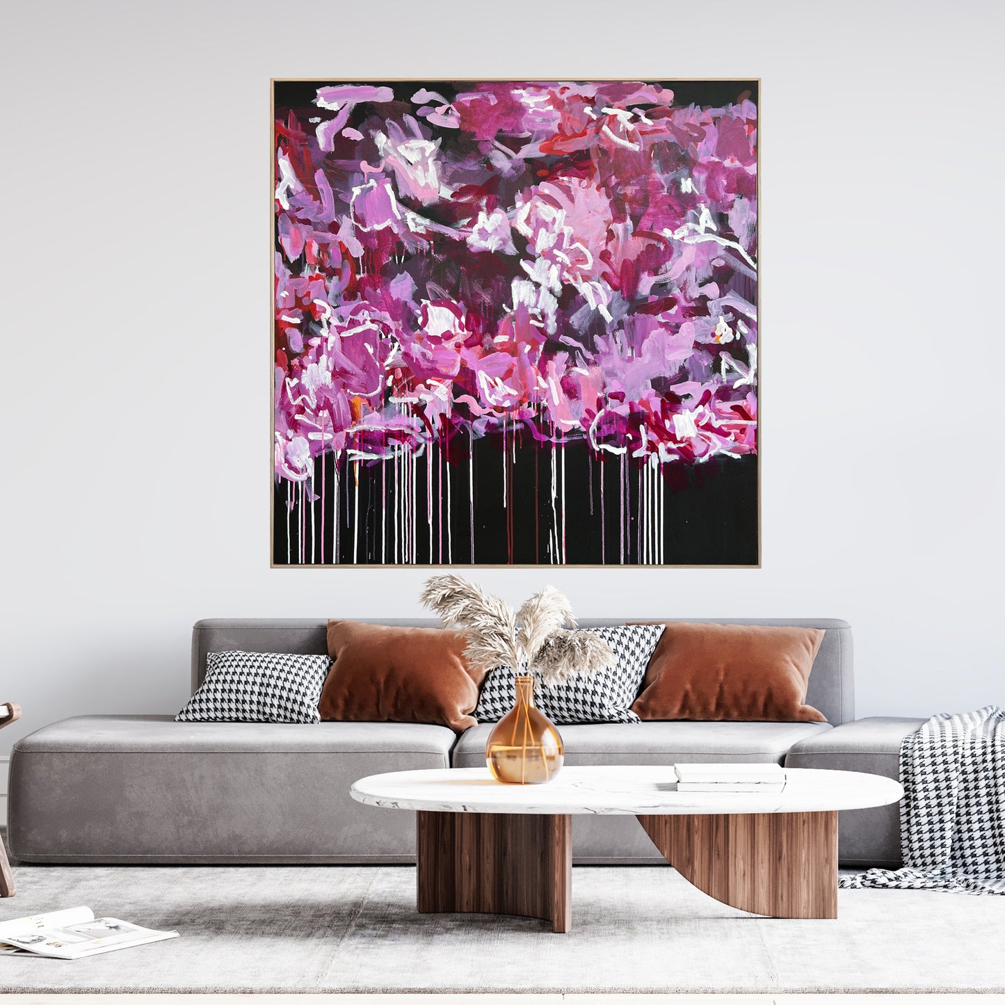 Australian abstract artist | large pink painting | modern art | Perth artist
