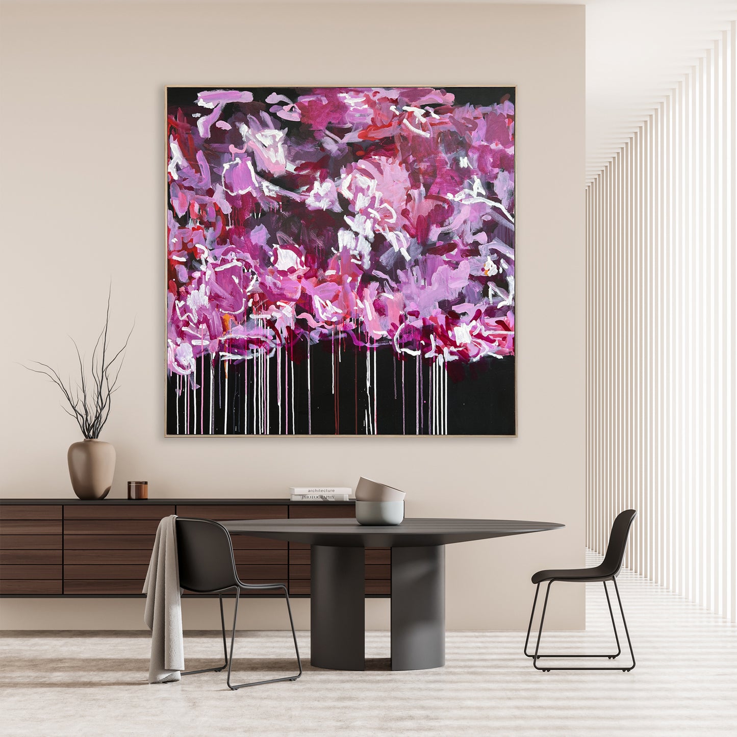 Australian abstract artist | large pink painting | modern art | Perth artist