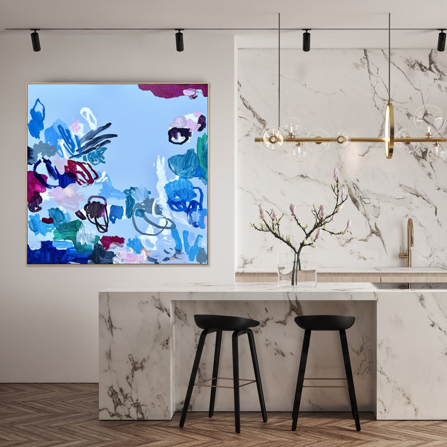 Australian abstract artist | large blue painting | modern art | Perth artist