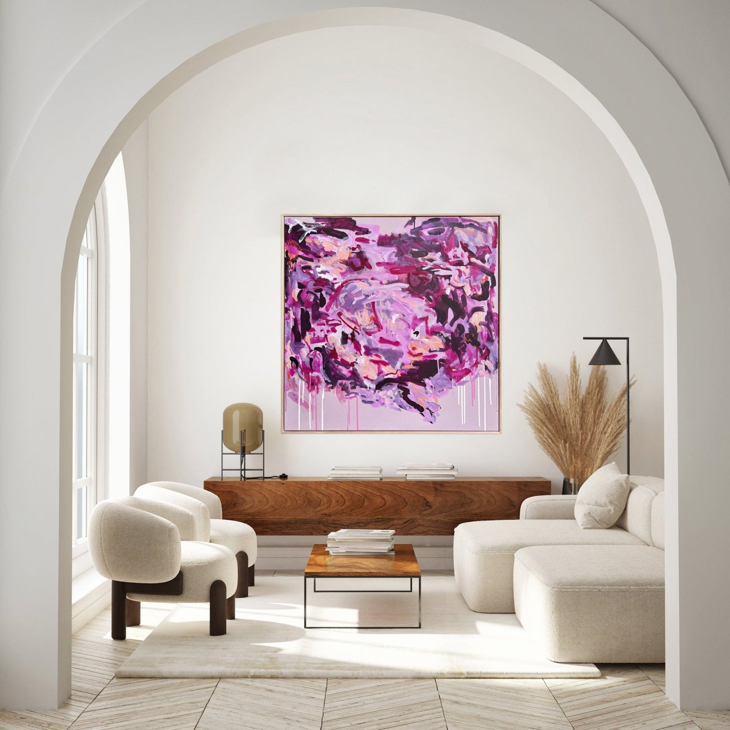 Australian abstract artist | pink peach painting | modern art | Perth artist