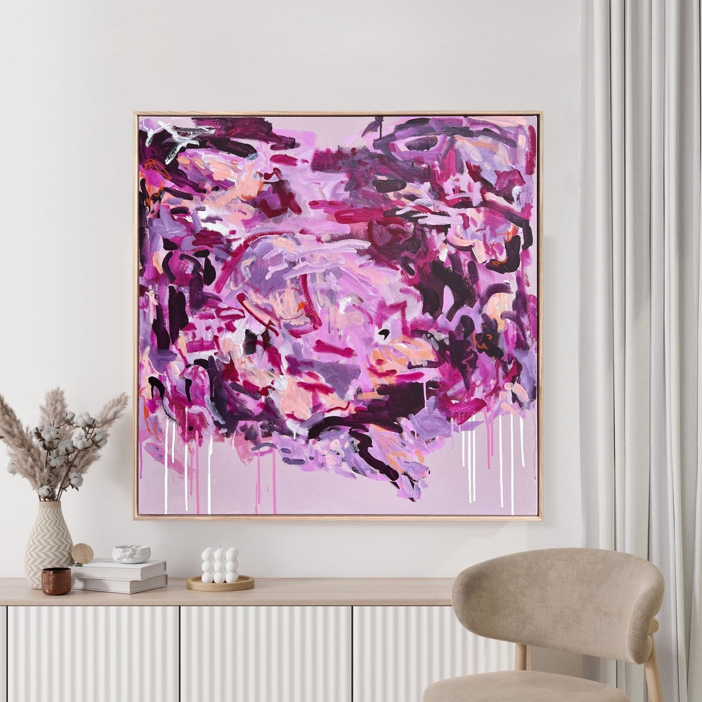 Australian abstract artist | pink peach painting | modern art | Perth artist