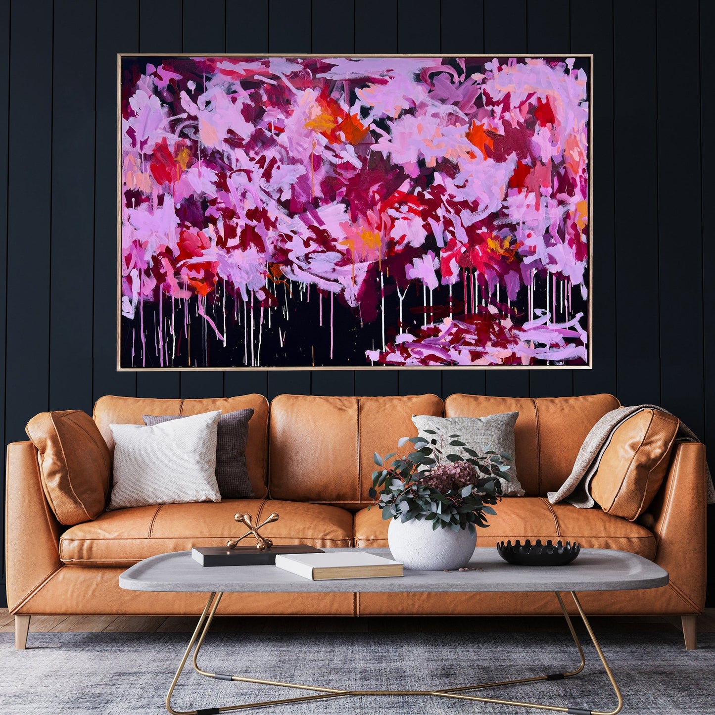 Australian abstract artist | large pink painting | modern art | Perth artist