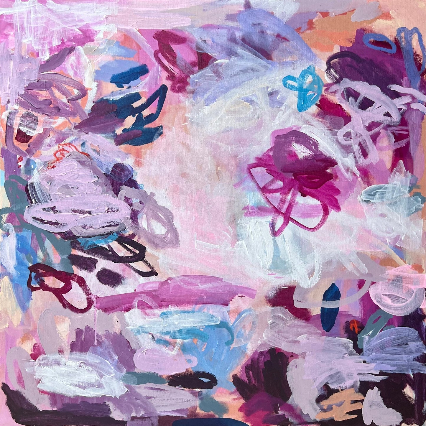 Australian abstract artist | pink peach painting | modern art | Perth artist