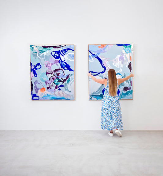 Australian abstract artist | large blue painting | modern art | Perth artist
