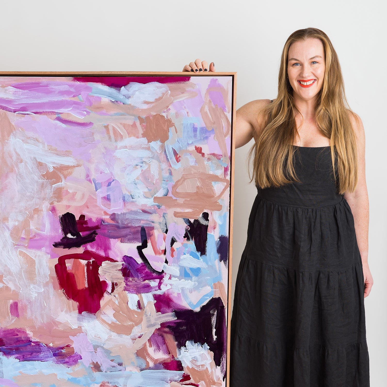 Australian abstract artist | large pink painting | modern art | Perth artist