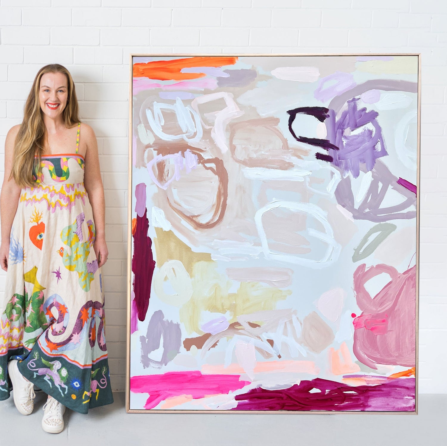 Australian abstract artist | large pink painting | modern art | Perth artist