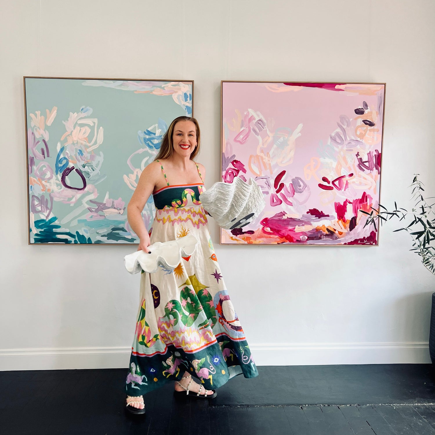 Australian abstract artist | large pink painting | modern art | Perth artist