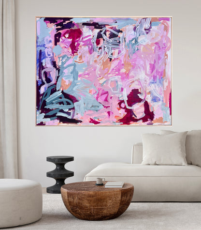 Australian abstract artist | large pink painting | modern art | Perth artist