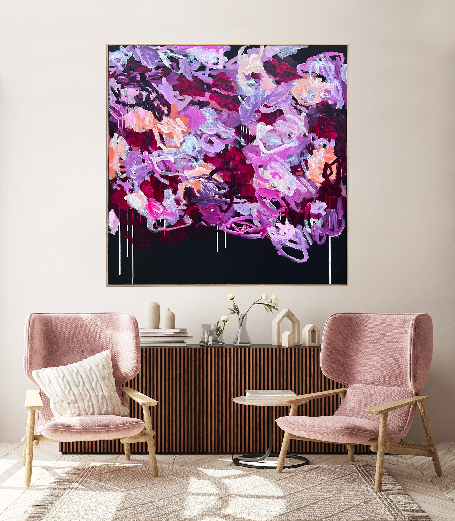 Australian abstract artist | pink painting | modern art | Perth artist
