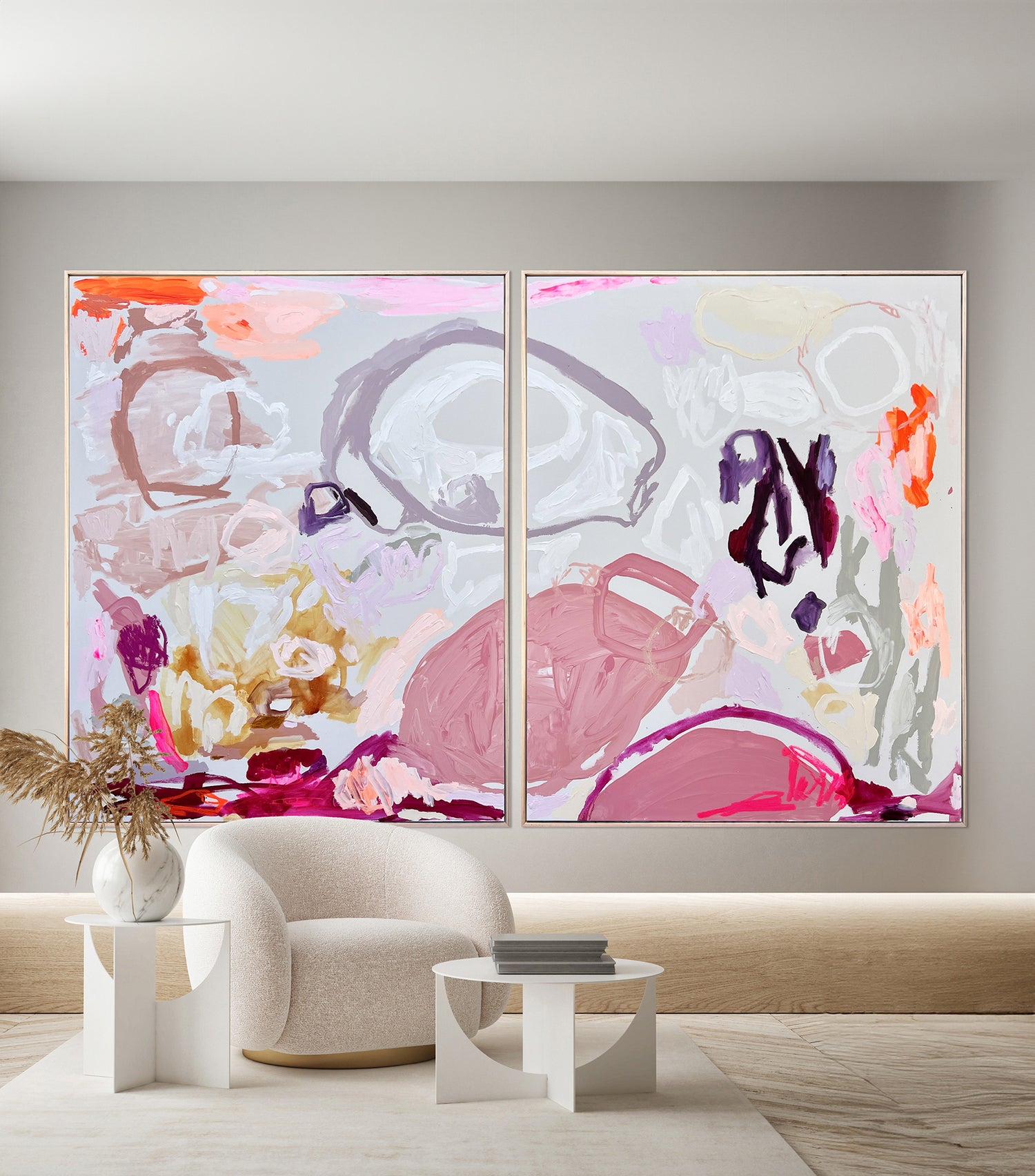 Australian abstract artist | large pink painting | modern art | Perth artist