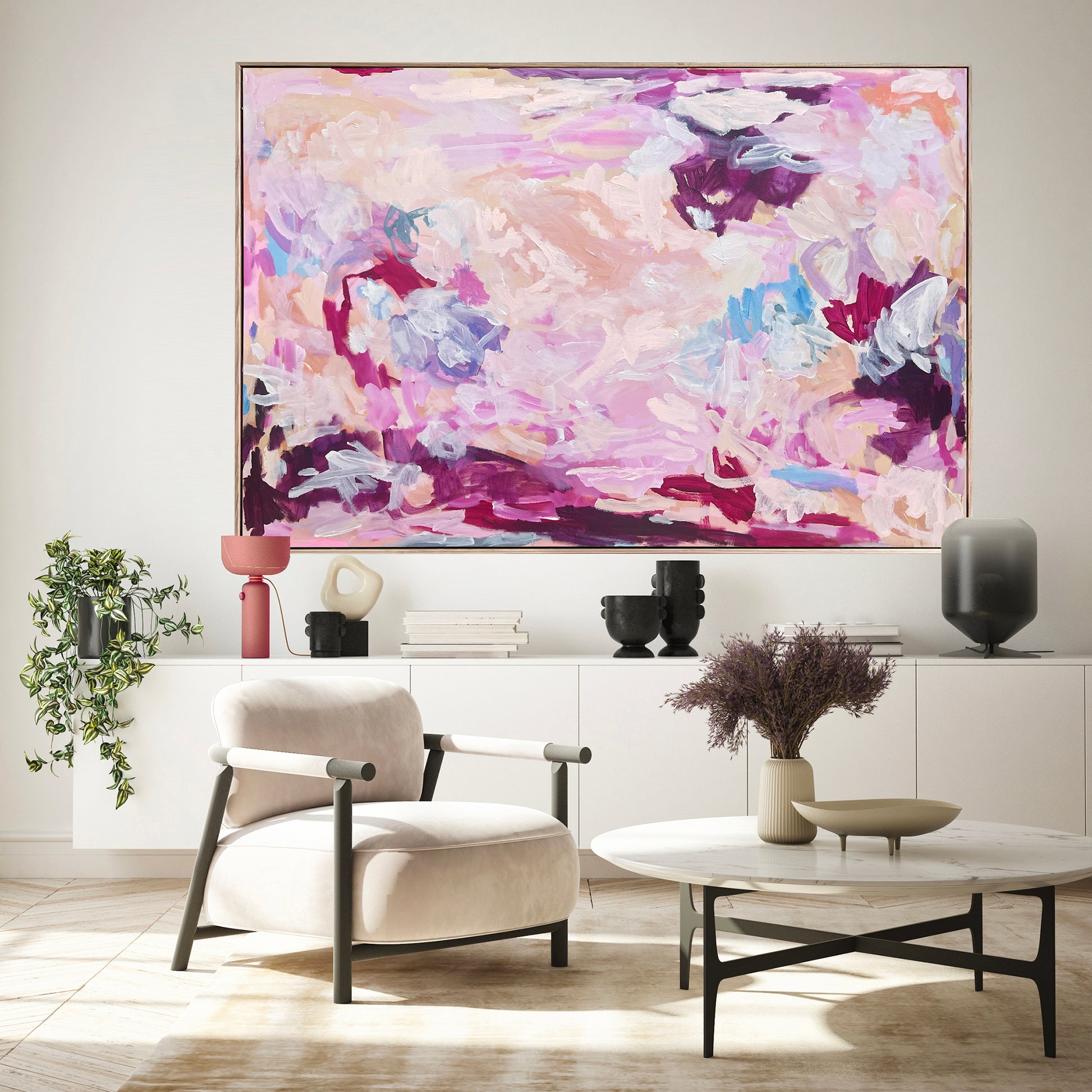 Australian abstract artist | pink peach painting | modern art | Perth artist