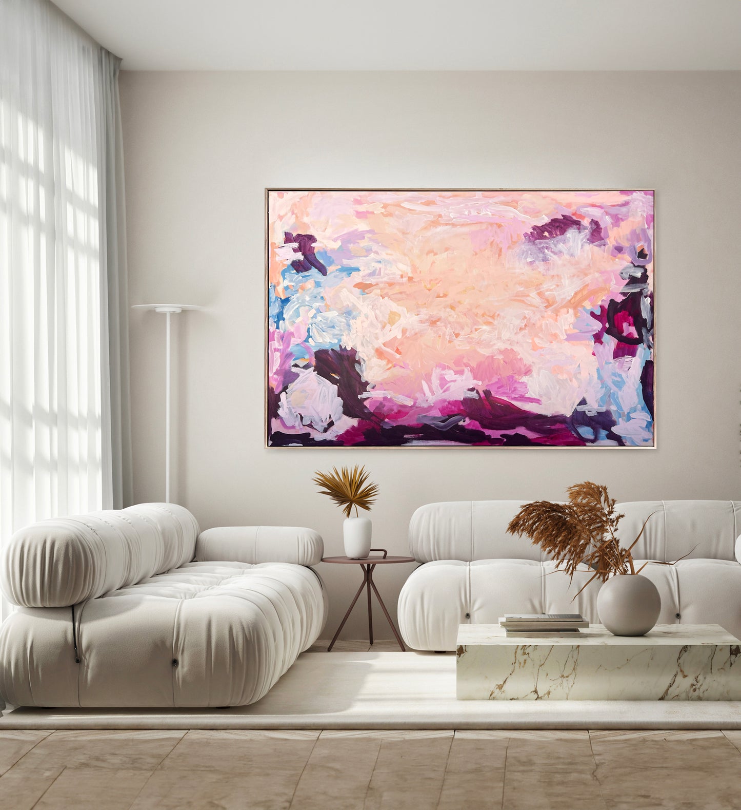 Australian abstract artist | large peach painting | modern art | Perth artist