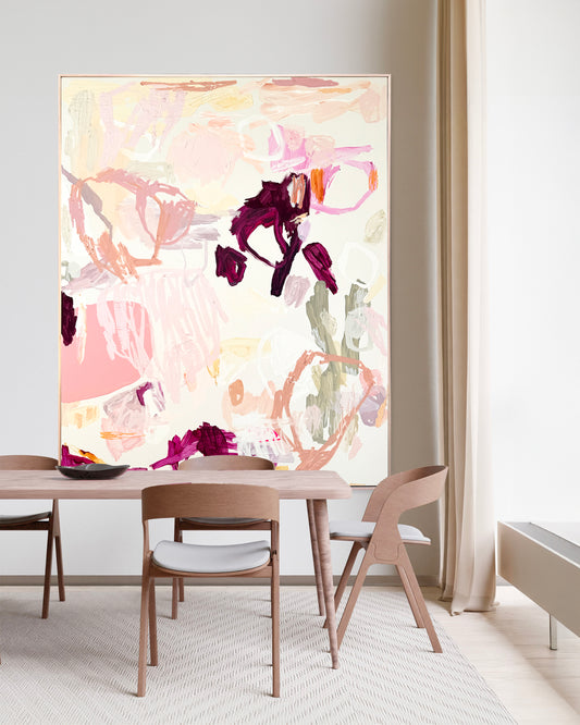 Australian abstract artist | large pink painting | modern art | Perth artist