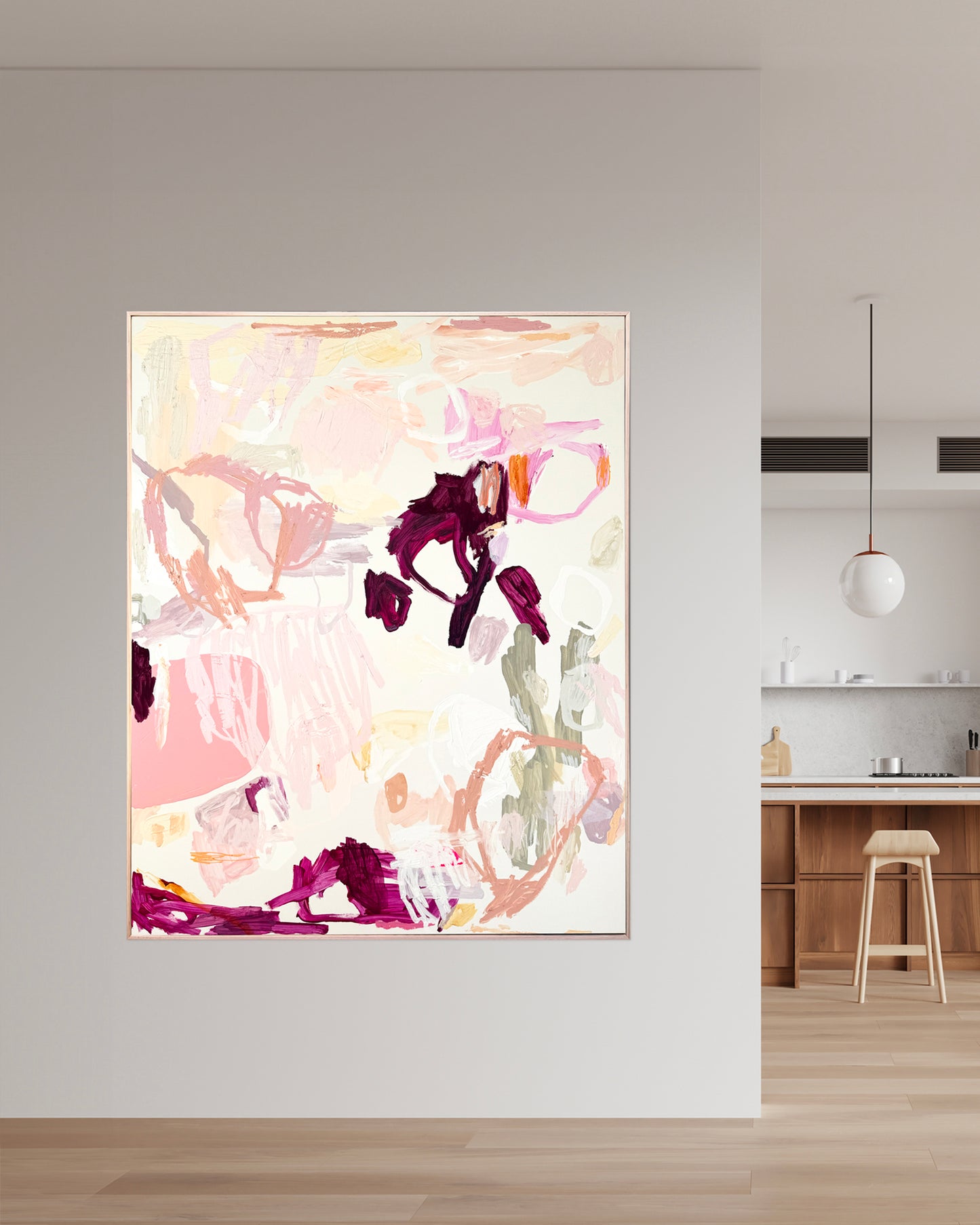 Australian abstract artist | large pink painting | modern art | Perth artist