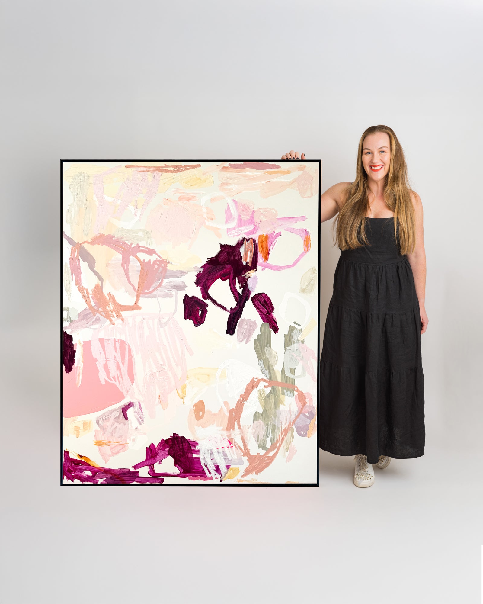 Australian abstract artist | large pink painting | modern art | Perth artist