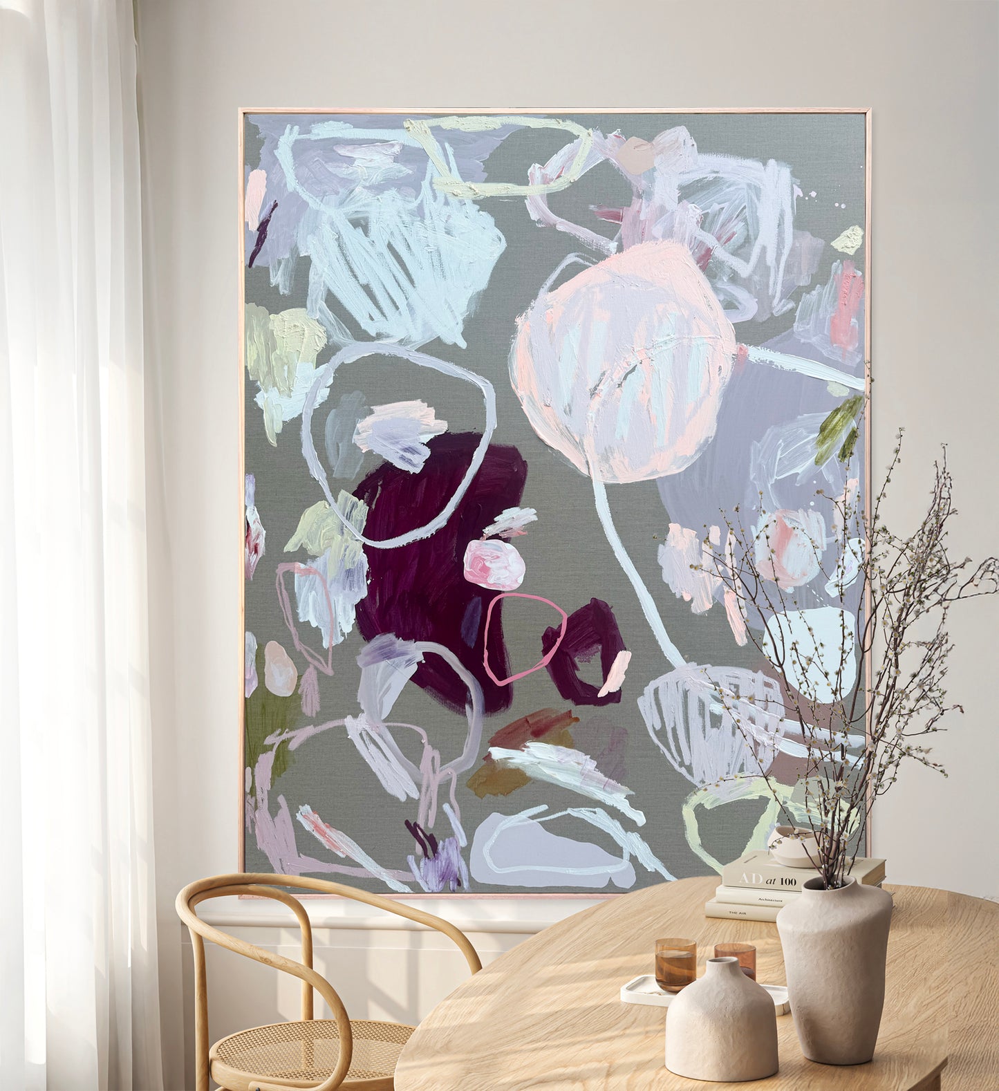 Australian abstract artist | large peach painting | modern art | Perth artist