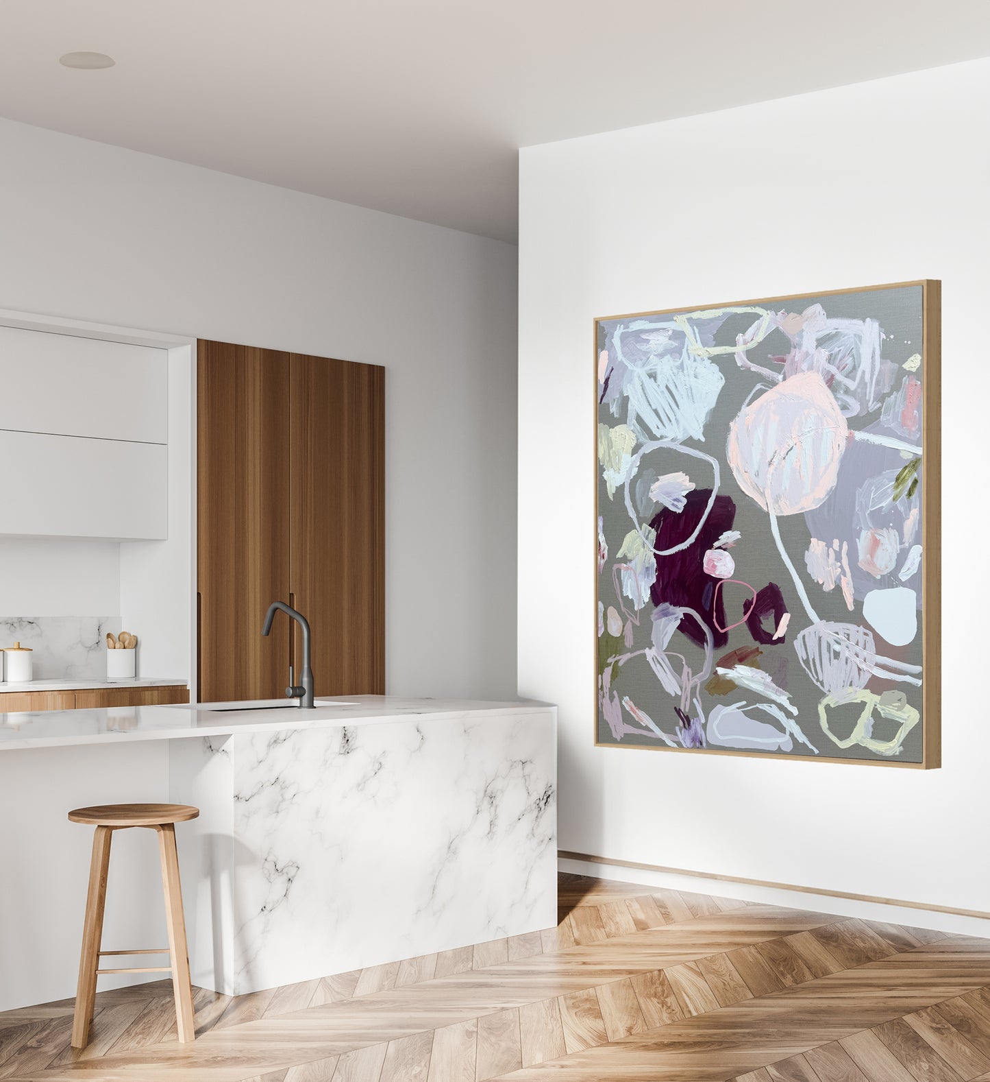 Australian abstract artist | large peach painting | modern art | Perth artist