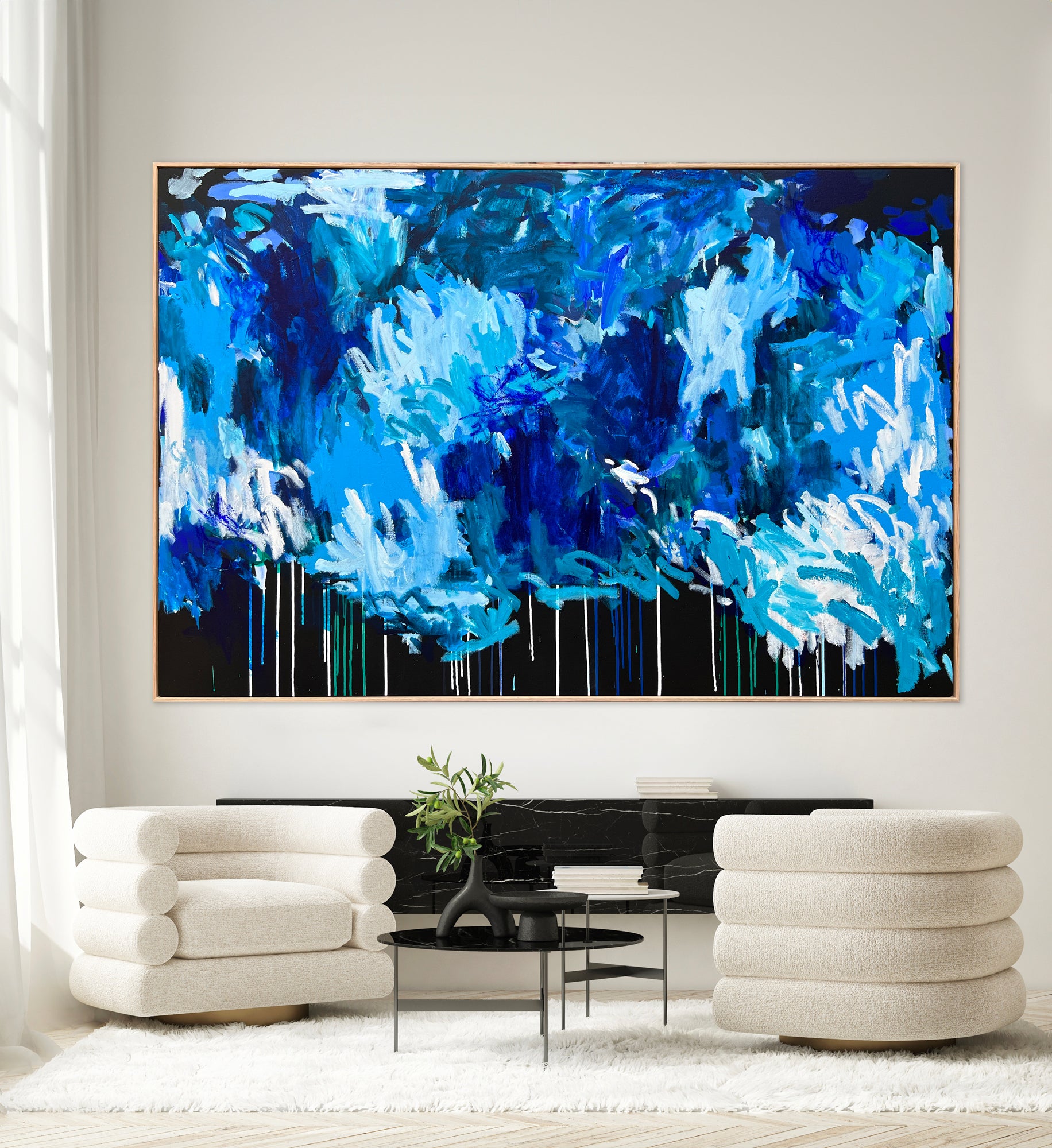 Australian abstract artist | large blue painting | modern art | Perth artist