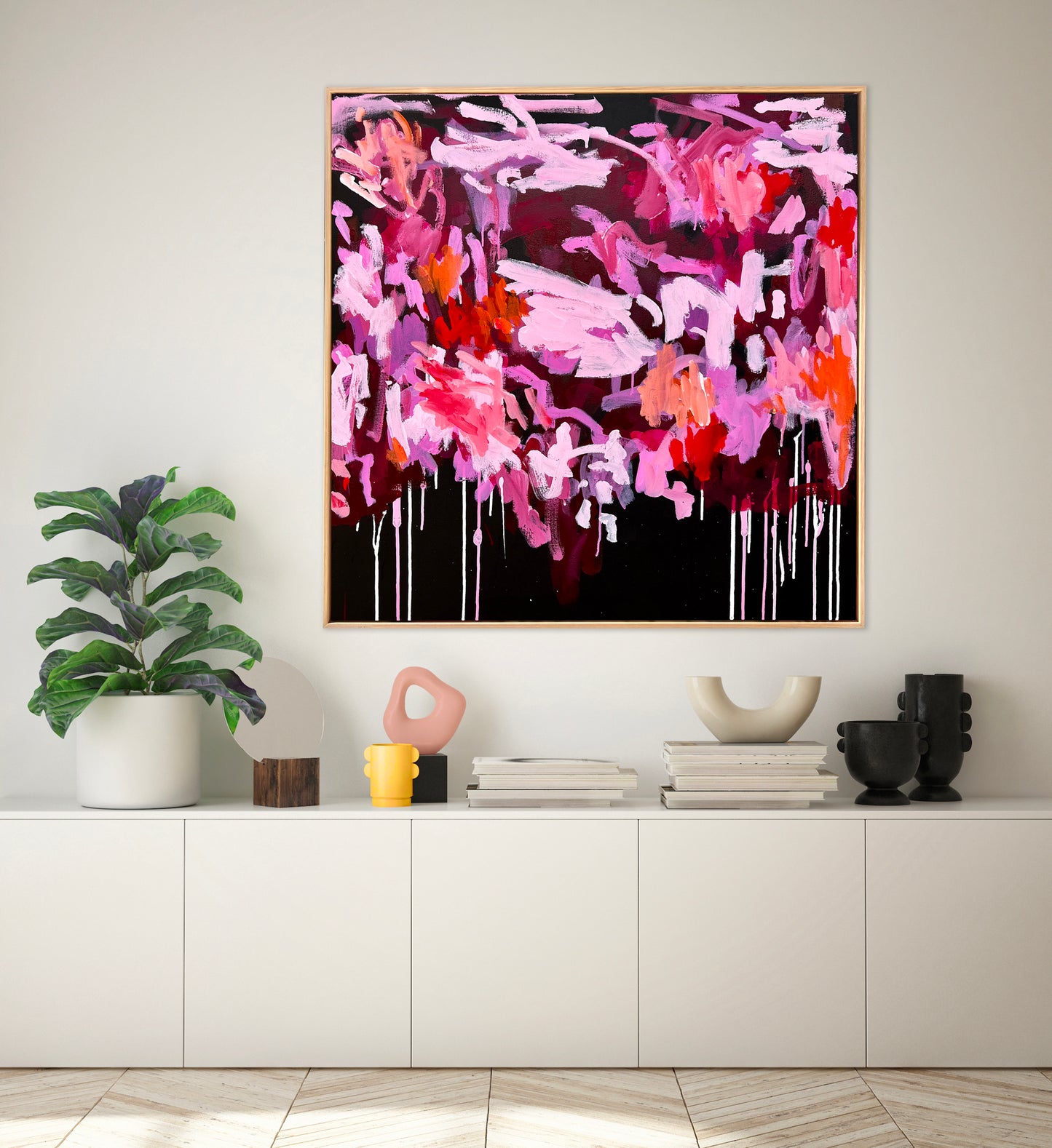 Australian abstract artist | large pink print | modern art | Perth artist